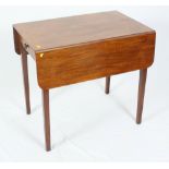 A 19th Century mahogany Pembroke table, fitted one drawer, on turned and tapering supports, 31"