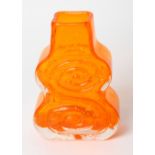 A Whitefriars tangerine "cello" vase, 7 1/2" high
