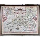 Speed: a hand-coloured map of Glamorganshire, text on reverse, 16" x 21"