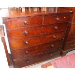 A 19th Century mahogany chest of two short and four long drawers, on turned supports, 47" wide
