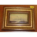 A set of four 19th Century miniature oil on board sketches, coastal scenes, 2 1/2" x 4 1/4", dated