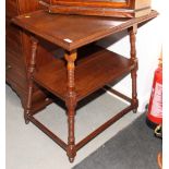 An oak rectangular two-tier occasional table, on ring turned supports