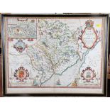 Speed: a hand-coloured map of Monmouth, text on reverse, 16" x 21"