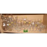 Six cut glass decanters, various, and a quantity of assorted drinking glasses