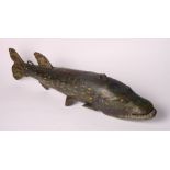 A carved wood model of a pike, 30" long
