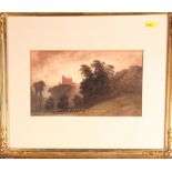 J Lindsay: watercolours, Greenwich Park with deer, 7" x 12", signed and dated 1947, in gilt frame