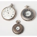 A Waltham USA silver cased open faced pocket watch, a Rotary silver cased half hunter pocket watch