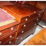 A bachelor's George III mahogany and banded chest of four long drawers, on bracket supports, 36"