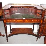 An Edwardian walnut and marquetry Carlton House style desk, fitted drawers and pigeonholes over