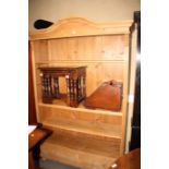 A 19th Century stripped pine open bookcase, fitted four shelves, 48" wide