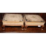 A pair of Victorian rectangular footstools, upholstered in petit point tapestry