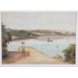 George Oyston: watercolours, estuary view, 10" x 14", signed and dated 1929, in gilt frame