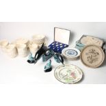 A Poole Pottery "Springtime" teaset, four Poole Pottery models of dolphins and seals and a small