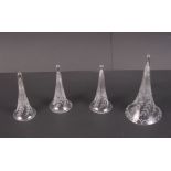 Four Victorian engraved glass epergne vases