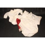 A number of babies' lace trimmed and embroidered robes and one silk dress (a/f), a lace bonnet and