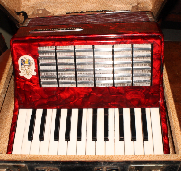 A Stella Worldmaster piano accordion, in carrying case