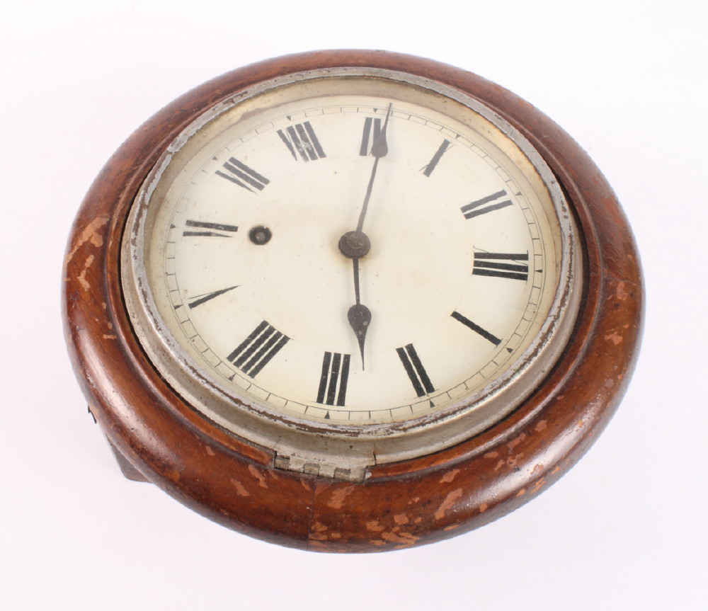 A 19th Century circular wall clock with painted dial, 10 1/2" dia