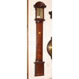 A 19th Century mahogany and ebony strung stick barometer with brass gauge