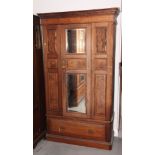 A Victorian pine single wardrobe with pitch pine panels, 45" wide