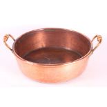 A copper two-handled preserve pan, 14" dia