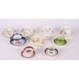 Nine floral decorated china duos by Shelley and others