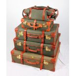 A set of four Papworth (Swaine Adney Brigg) leather bound suitcases, in sizes, and a matching