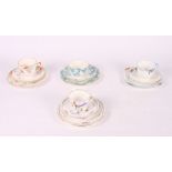 Four Shelley Art Deco floral decorated trios