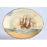 A Royal Doulton oval commemorative bowl, "The Henri Grace A Dieu"