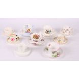 Nine Shelley china floral decorated trios of various designs