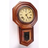 A mahogany cased drop dial wall clock with striking movement