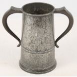 A 19th Century pewter two-handled loving cup engraved initials