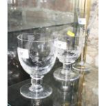 A wine glass, bowl engraved hunting dogs, presentation inscription dated 1976/85, a Brierley wine