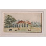 A mid 19th Century watercolour highlighted in white, view of the Priory Rittlewell, in gilt frame,