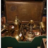 A collection of Middle Eastern copper and brass items