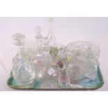 A Kalenburg studio glass vase, five decanters, various, a Vess studio glass vase and other items