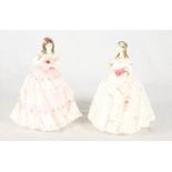 Two Royal Doulton china figures, "Red Red Rose" HN3994, and "My True Love" HN4001