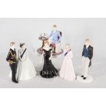 Five Coalport china figures, "A Royal Portrait - Her Majesty the Queen and Prince Phillip", "HM