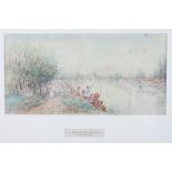 Fred Fitch: watercolours, "Henley Regatta 1885", 5" x 10", signed and dated, in black frame