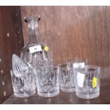 A Waterford "Lismore" pattern crystal decanter and five matching tumblers