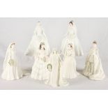 Seven Coalport china figures, "Queen Victoria", "Queen Mary", "Katharine Duchess of Kent", "Princess