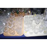 A collection of assorted diamond and fan design drinking glasses