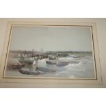 George Bryant Campion: watercolour and body colours, coastal scene, 8 1/2" x 12", in wash line mount