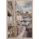 LB: watercolours, "Trinity Lane Coventry 1933", 11 1/2" x 7 3/4", in gilt strip frame, a mid 19th