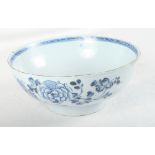 An 18th Century Delft blue and white bowl with rock and flower design, ex Gautier Collection