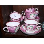 A Victorian pink lustre decorated teaset