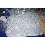 A part suite of Webb crystal drinking glasses with diamond and rule cut decoration, forty pieces