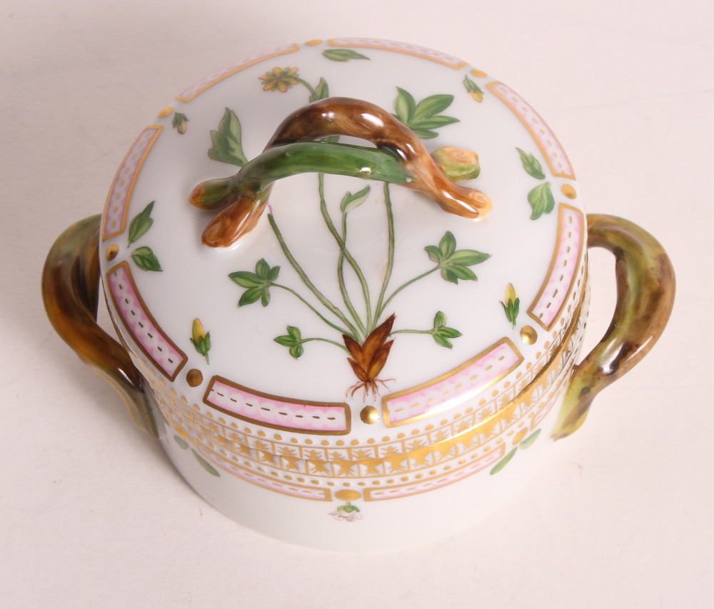 A Royal Copenhagen "Flora Danica" two-handled sugar bowl and cover, 3 1/2" dia - Image 3 of 3