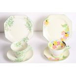 Three 1930s/50s Paragon floral decorated trios with square cut corner tea plates, G521/1s, G1909,