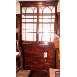 A 19th Century mahogany bookcase, the upper stage fitted adjustable shelves, base fitted deep