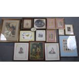 Three early 19th Century hand-coloured fashion plates, two 19th Century chromolithographs and a